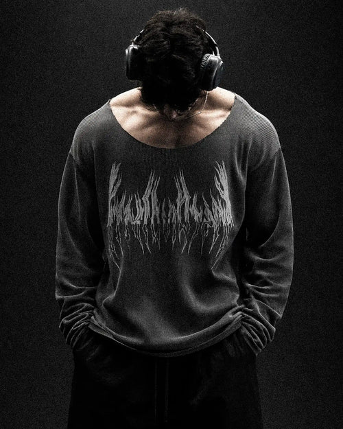 REQUIEM WAFFLE LONG SLEEVE T-SHIRT BOXY FIT